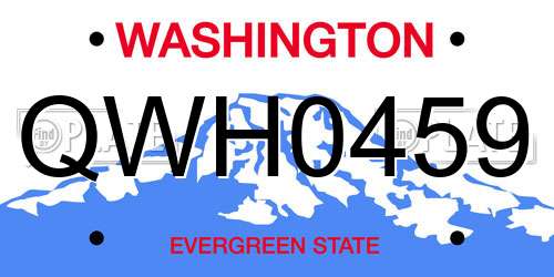 QWH0459 Washington License Plate
