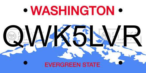 QWK5LVR Washington License Plate