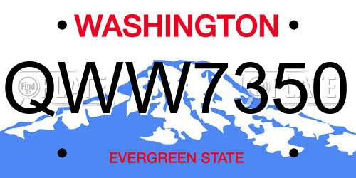QWW7350 Washington License Plate