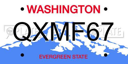 QXMF67 Washington License Plate