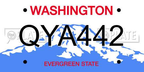 QYA442 Washington License Plate