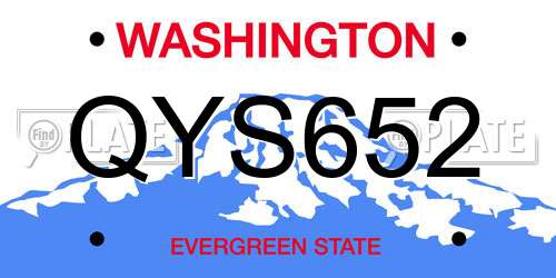 QYS652 Washington License Plate