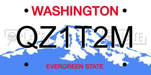 QZ1T2M Washington License Plate