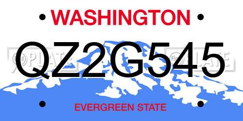 QZ2G545 Washington License Plate