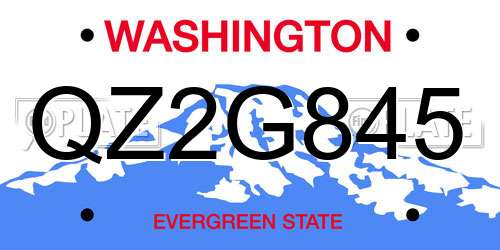 QZ2G845 Washington License Plate
