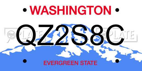 QZ2S8C Washington License Plate