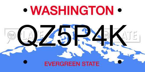 QZ5P4K Washington License Plate