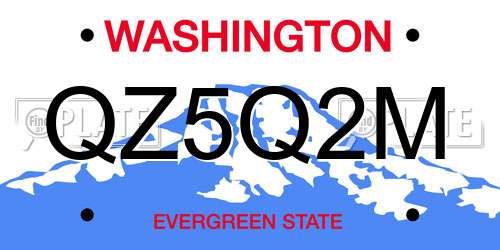 QZ5Q2M Washington License Plate