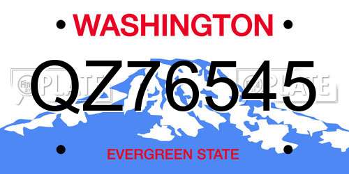 QZ76545 Washington License Plate