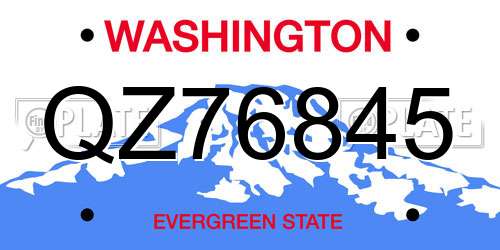 QZ76845 Washington License Plate