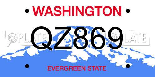 QZ869 Washington License Plate