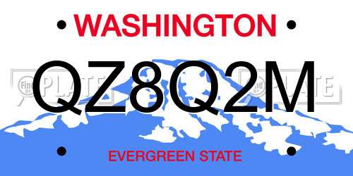 QZ8Q2M Washington License Plate
