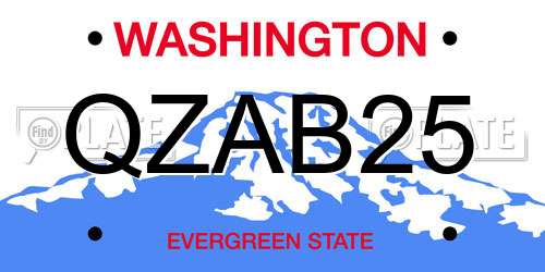 QZAB25 Washington License Plate