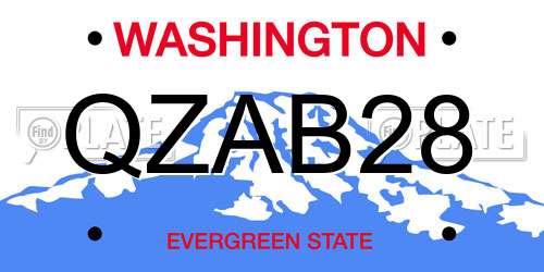 QZAB28 Washington License Plate
