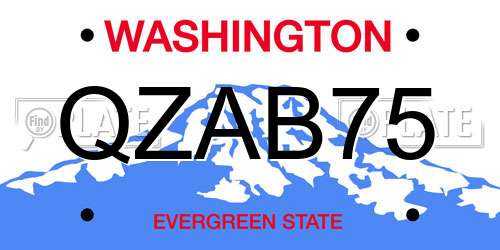 QZAB75 Washington License Plate