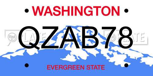 QZAB78 Washington License Plate