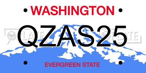 QZAS25 Washington License Plate