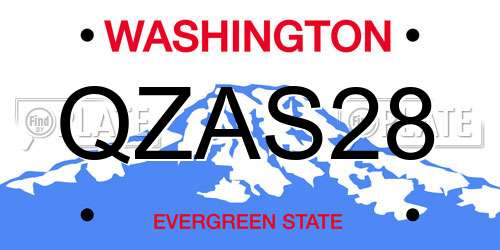 QZAS28 Washington License Plate
