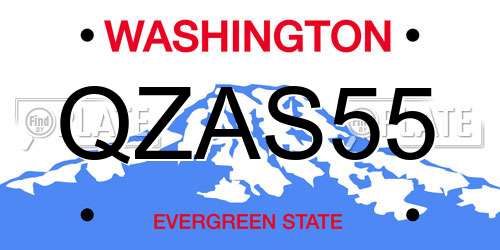 QZAS55 Washington License Plate