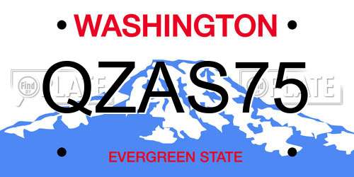 QZAS75 Washington License Plate