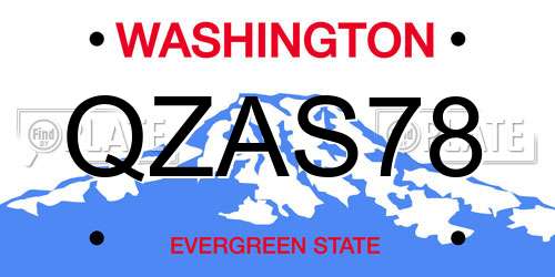 QZAS78 Washington License Plate
