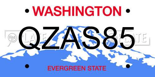 QZAS85 Washington License Plate
