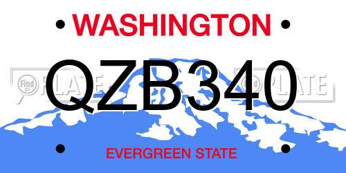 QZB340 Washington License Plate