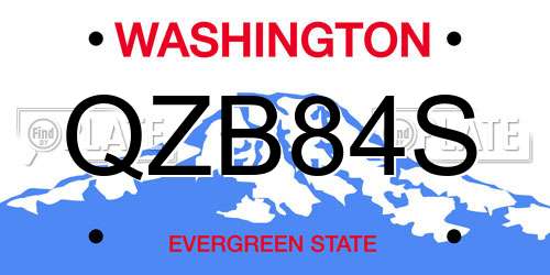 QZB84S Washington License Plate