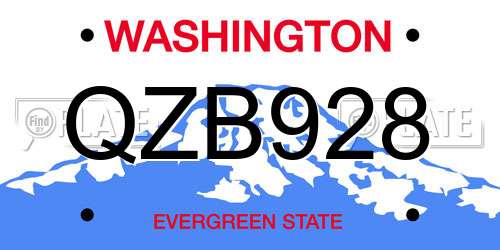 QZB928 Washington License Plate