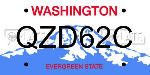 QZD62C Washington License Plate