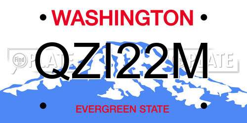 QZI22M Washington License Plate
