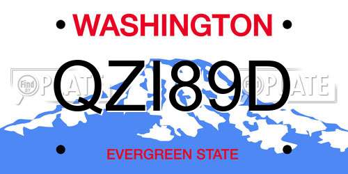 QZI89D Washington License Plate