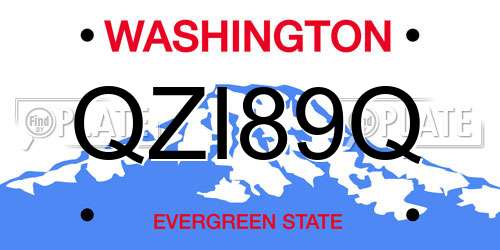 QZI89Q Washington License Plate