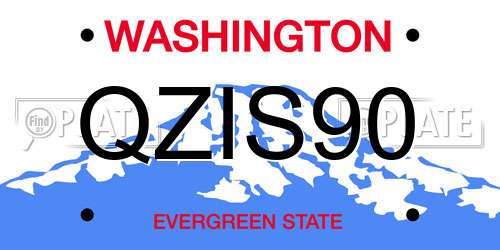 QZIS90 Washington License Plate
