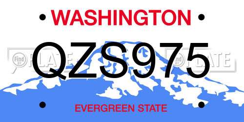 QZS975 Washington License Plate