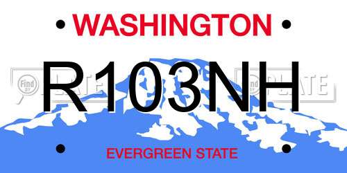 R103NH Washington License Plate
