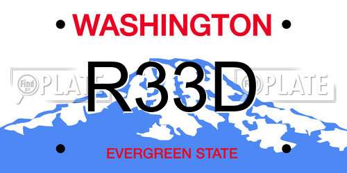 R33D Washington License Plate