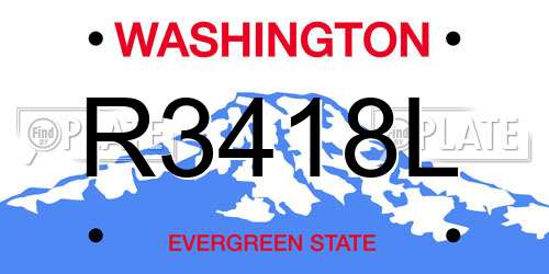 R3418L Washington License Plate