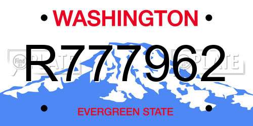 R777962 Washington License Plate