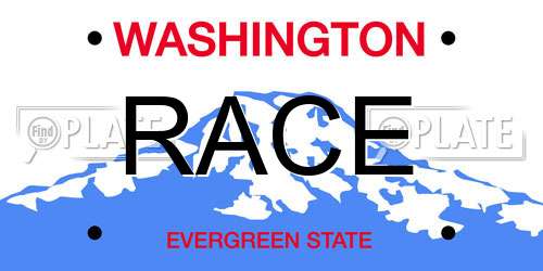RACE Washington License Plate