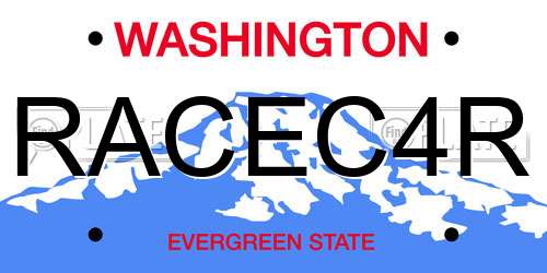 RACEC4R Washington License Plate