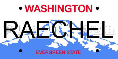 RAECHEL Washington License Plate