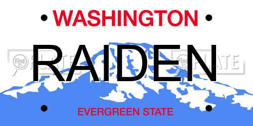RAIDEN Washington License Plate
