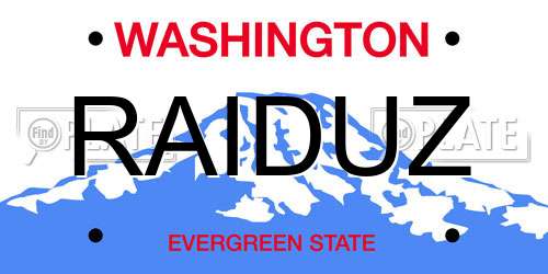 RAIDUZ Washington License Plate