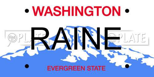 RAINE Washington License Plate