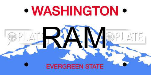RAM Washington License Plate