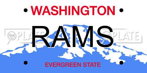 RAMS Washington License Plate