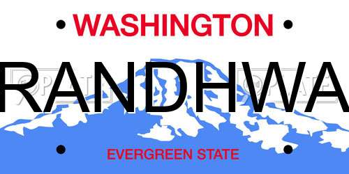 RANDHWA Washington License Plate
