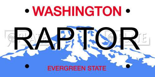RAPTOR Washington License Plate