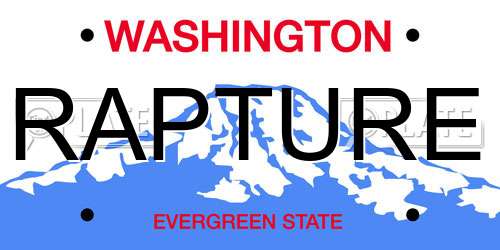 RAPTURE Washington License Plate